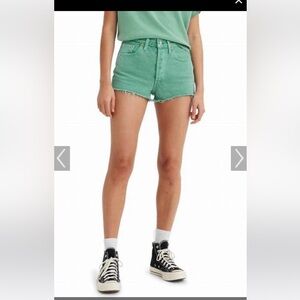 Levi's Green Jean Shorts Distressed High-Waisted